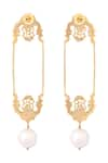 Zohra_Gold Plated Bead Floral Earrings _Online_at_Aza_Fashions