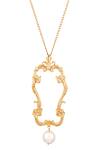 Zohra_Gold Plated Bead Floral Carved Necklace_Online_at_Aza_Fashions