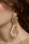 Buy_Zohra_Gold Plated Stone Drop Earrings _at_Aza_Fashions