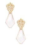 Shop_Zohra_Gold Plated Stone Drop Earrings _at_Aza_Fashions