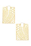 Buy_Zohra_Gold Plated Geometric Cutwork Earrings_at_Aza_Fashions