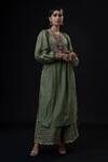 Buy_ADITYA SIKAND_Green 60% Cotton Embroidery Round Anarkali Set _Online_at_Aza_Fashions