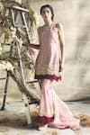 Buy_Rachit Khanna_Pink Silk, Organza Round Embroidered Kurta And Palazzo Set _at_Aza_Fashions