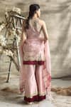 Shop_Rachit Khanna_Pink Silk, Organza Round Embroidered Kurta And Palazzo Set _at_Aza_Fashions
