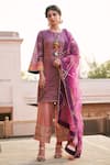 Buy_Rajiramniq_Purple Tissue Silk Embroidery Round Kurta Set _at_Aza_Fashions