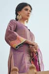 Rajiramniq_Purple Tissue Silk Embroidery Round Kurta Set _Online_at_Aza_Fashions