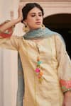 Rajiramniq_Gold Tissue Silk Embroidery Round Kurta Set _Online_at_Aza_Fashions