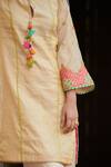 Shop_Rajiramniq_Gold Tissue Silk Embroidery Round Kurta Set _Online_at_Aza_Fashions