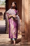 Buy_Rajiramniq_Purple Tissue Silk Embroidery Round Kurta Set _at_Aza_Fashions