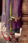 Shop_Rajiramniq_Purple Tissue Silk Embroidery Round Kurta Set _Online_at_Aza_Fashions