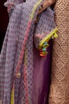 Rajiramniq_Purple Tissue Silk Embroidery Round Kurta Set _at_Aza_Fashions