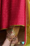 Shop_Rajiramniq_Red Tissue Silk Embroidery V Neck Chanderi Anarkali Set _Online_at_Aza_Fashions