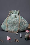 Buy_Eena_Green Embellished Potli Bag _at_Aza_Fashions