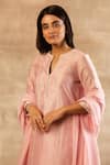 Shop Sana Barreja Pink Chanderi Silk Round Kurta Set Online at Aza Fashions Shop_Sana Barreja_Pink Chanderi Silk Round Kurta Set _Online_at_Aza_Fashions