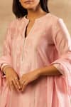 Sana Barreja Pink Chanderi Silk Round Kurta Set at Aza Fashions Sana Barreja_Pink Chanderi Silk Round Kurta Set _at_Aza_Fashions
