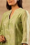 Shop Sana Barreja Green Chanderi Silk Round Kurta Set Online at Aza Fashions Shop_Sana Barreja_Green Chanderi Silk Round Kurta Set _Online_at_Aza_Fashions