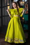 Buy_Hoity Moppet_Green Silk, Satin Applique Zarin Lehenga And Top Set _at_Aza_Fashions