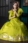 Hoity Moppet_Green Silk, Satin Applique Zarin Lehenga And Top Set _Online_at_Aza_Fashions