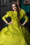 Shop_Hoity Moppet_Green Silk, Satin Applique Zarin Lehenga And Top Set _Online_at_Aza_Fashions