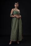 Buy_ADITYA SIKAND_Green 70% Organic Cotton Embroidery Bralette Round And Palazzo Set _Online_at_Aza_Fashions