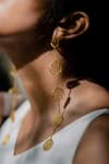 One Nought One One_Gold Plated Geometric Long Earrings_at_Aza_Fashions