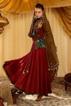 Shop_Zariya the Label_Brown Modal Satin And Embroidery Block & Waistcoat & Anarkali Set _at_Aza_Fashions