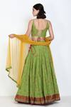 Shop_Zariya The Label_Green Pure Cotton Thread And Mirror Round Floral Embroidered Lehenga Set _at_Aza_Fashions