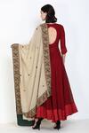Shop_Zariya The Label_Beige Thread And Mirror Embroidered Border Dupatta _at_Aza_Fashions