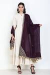 Buy_Zariya The Label_Purple Embroidery Thread And Mirror Work Dupatta _at_Aza_Fashions