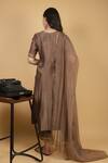 Shop_Ikshita Choudhary_Brown Chanderi Silk Embroidered Sequins Round Kurta And Pant Set_at_Aza_Fashions