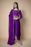 Buy_Ikshita Choudhary_Purple Tissue Organza Embroidered Sequins Work Dupatta_at_Aza_Fashions