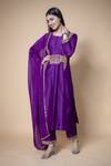 Ikshita Choudhary_Purple Tissue Organza Embroidered Sequins Work Dupatta_Online_at_Aza_Fashions