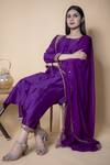 Buy_Ikshita Choudhary_Purple Tissue Organza Embroidered Sequins Work Dupatta_Online_at_Aza_Fashions