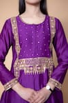 Shop_Ikshita Choudhary_Purple Chanderi Silk Embroidered Sequins Round Kurta And Pant Set _Online_at_Aza_Fashions