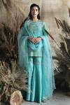 Buy_Rachit Khanna_Green Silk, Organza Round Embroidered Kurta And Sharara Set _at_Aza_Fashions