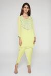 Buy Bha Sha Green Chanderi, Silk Mirrors Round Neck Zeba Embroidered Tunic And Dhoti Pant Set Online at Aza Fashions Buy_Bha Sha_Green Chanderi, Silk Mirrors Round Neck Zeba Embroidered Tunic And Dhoti Pant Set _Online_at_Aza_Fashions