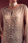 Shop_Amitabh Malhotra_Beige Georgette Embroidery Round Kurta Set  _Online_at_Aza_Fashions