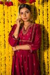 Buy_Niti Bothra_Pink Cupro Embroidery V Neck Kurta Palazzo Set For Women_Online_at_Aza_Fashions