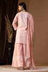 Shop Abbaran Pink Cotton, Chiffon Embroidery Keyhole Neck Floret Pattern Kurta Gharara Set at Aza Fashions Shop_Abbaran_Pink Cotton, Chiffon Embroidery Keyhole Neck Floret Pattern Kurta Gharara Set _at_Aza_Fashions