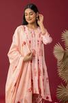 Abbaran Pink , Satin Lace, Gota Patti Pintuck Block Print Kurta Salwar Set at Aza Fashions Abbaran_Pink , Satin Lace, Gota Patti Pintuck Block Print Kurta Salwar Set _at_Aza_Fashions