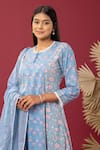 Abbaran_Blue Kurta And Palazzo Cotton Cambric Printed Block Scallop Neck Set _at_Aza_Fashions