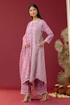 Buy_Abbaran_Pink Kurta And Palazzo Cotton Cambric Printed Block Scallop Neck Set _Online_at_Aza_Fashions