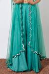 Buy_Mehak Murpana_Blue Net, Crepe Leaf Neck Embellished Cape And Palazzo Set _Online_at_Aza_Fashions