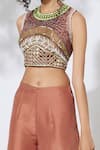 Buy_Mehak Murpana_Brown Crepe Embroidery Round Top And Sharara Set _Online_at_Aza_Fashions