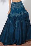 Buy_Mehak Murpana_Blue Raw Silk Embroidery Leaf Neck Crop Top And Lehenga Set _Online_at_Aza_Fashions