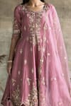 Rachit Khanna_Pink Silk, Organza Round Embroidered Anarkali Set _Online_at_Aza_Fashions
