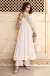 Gulabo Jaipur_White Cotton Kasab, Dabka Work, Zardozi Scoop Zohra Embroidered Anarkali Set _Online_at_Aza_Fashions
