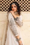 Gulabo Jaipur_White Cotton Kasab, Dabka Work, Zardozi Scoop Zohra Embroidered Anarkali Set _at_Aza_Fashions