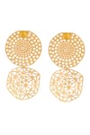 Zohra_Gold Plated Handcrafted Tiered Geometric Danglers _Online_at_Aza_Fashions