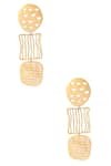 Zohra_Gold Plated Tiered Geometric Danglers _Online_at_Aza_Fashions